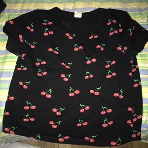 cherry slightly cropped t-shirt